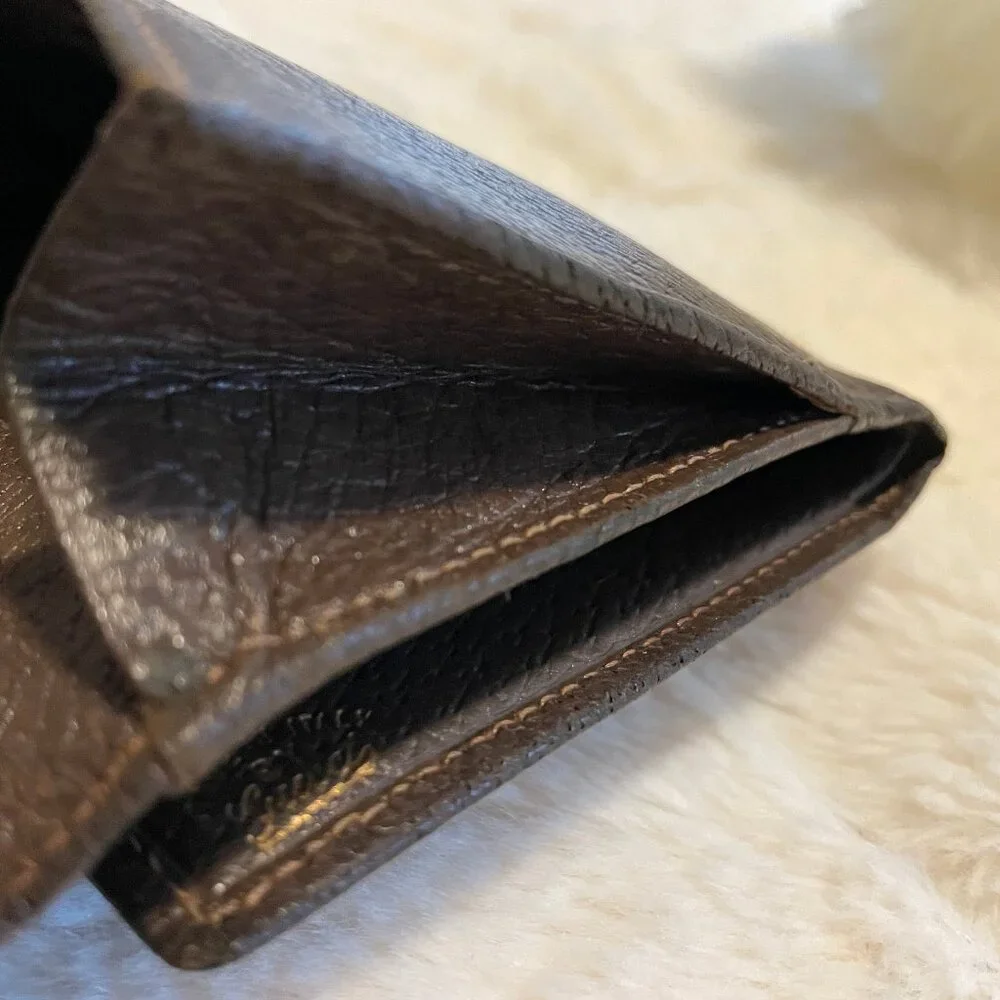 Vintage Gucci Brown Leather Bifold Wallet EUC